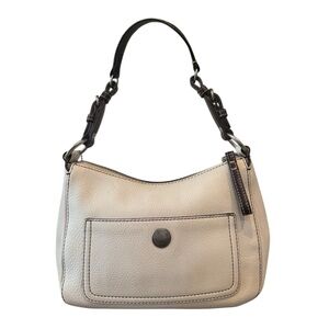 Coach Cream Leather Shoulder Bag with Dark Brown Strap